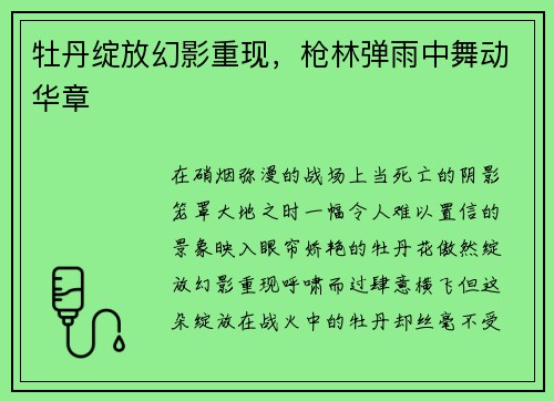 牡丹绽放幻影重现，枪林弹雨中舞动华章