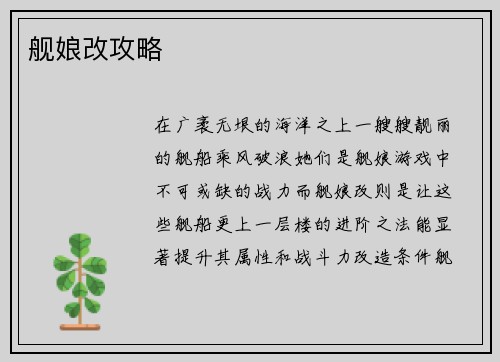 舰娘改攻略